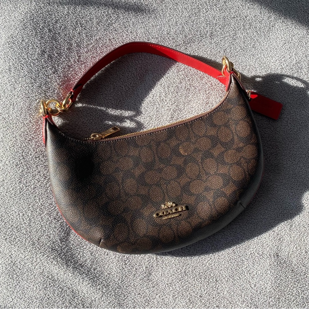 COACH Payton Bag in Signature Canvas with Red Strap